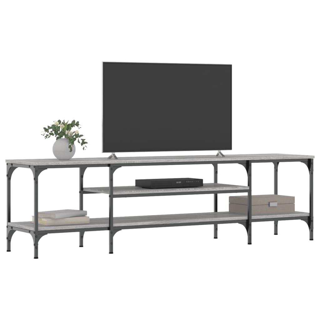 Mobile TV Grigio Sonoma 161x35x45 cm Legno Multistrato e Ferro