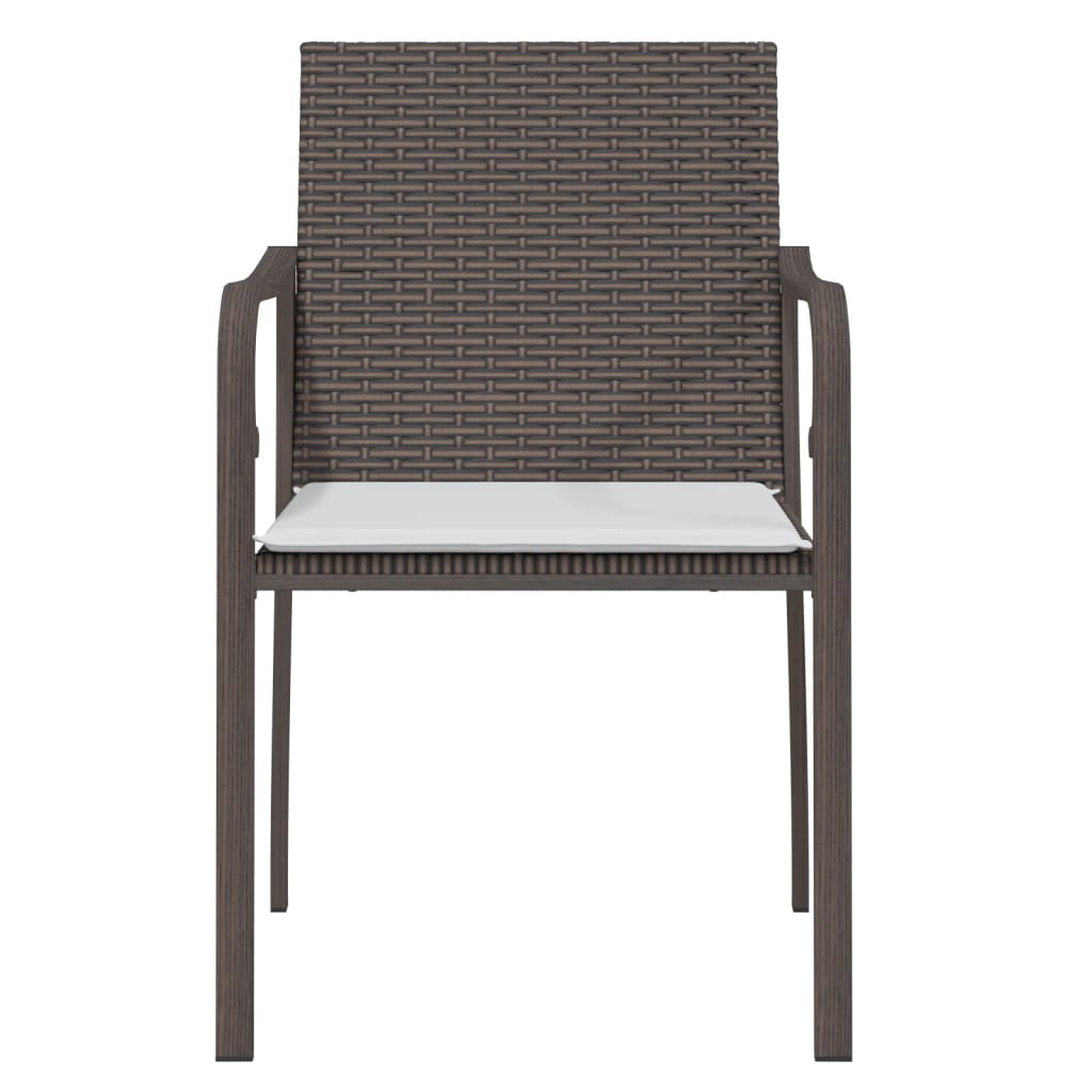 Sedie da Giardino con Cuscini 2pz Marroni 56x59x84cm Polyrattan