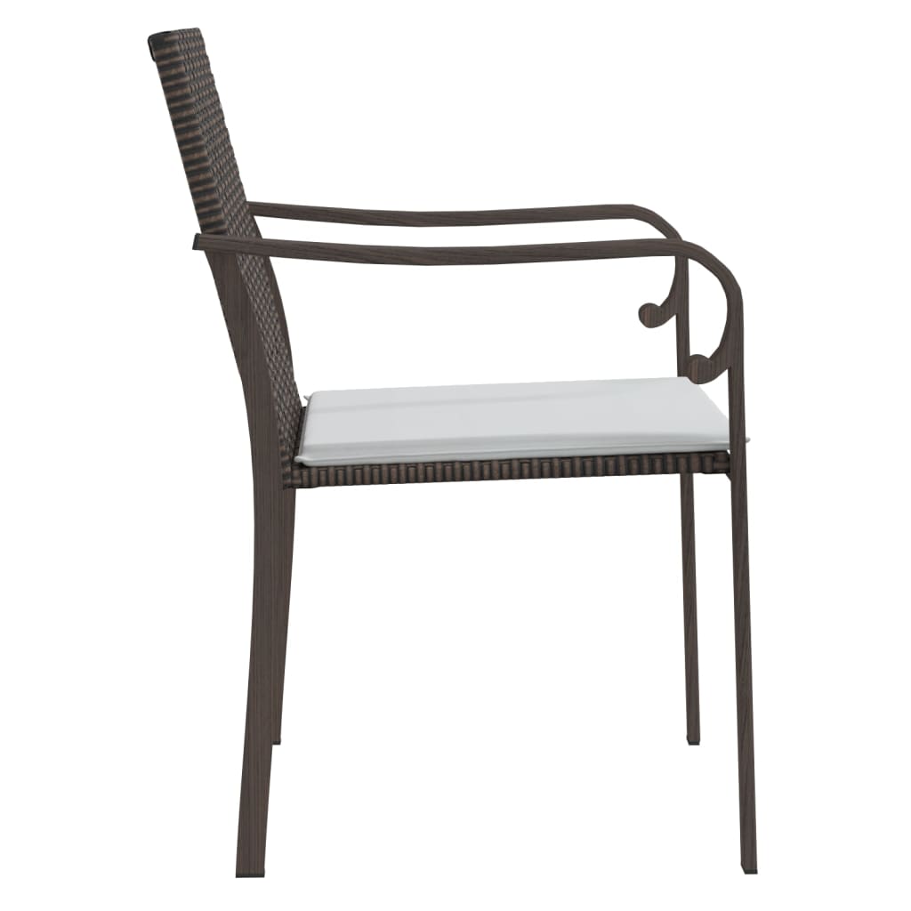 Sedie da Giardino con Cuscini 2pz Marroni 56x59x84cm Polyrattan