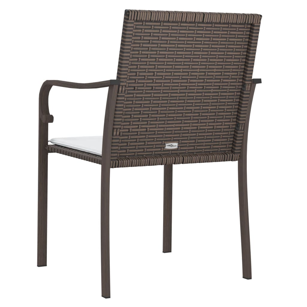 Sedie da Giardino con Cuscini 2pz Marroni 56x59x84cm Polyrattan