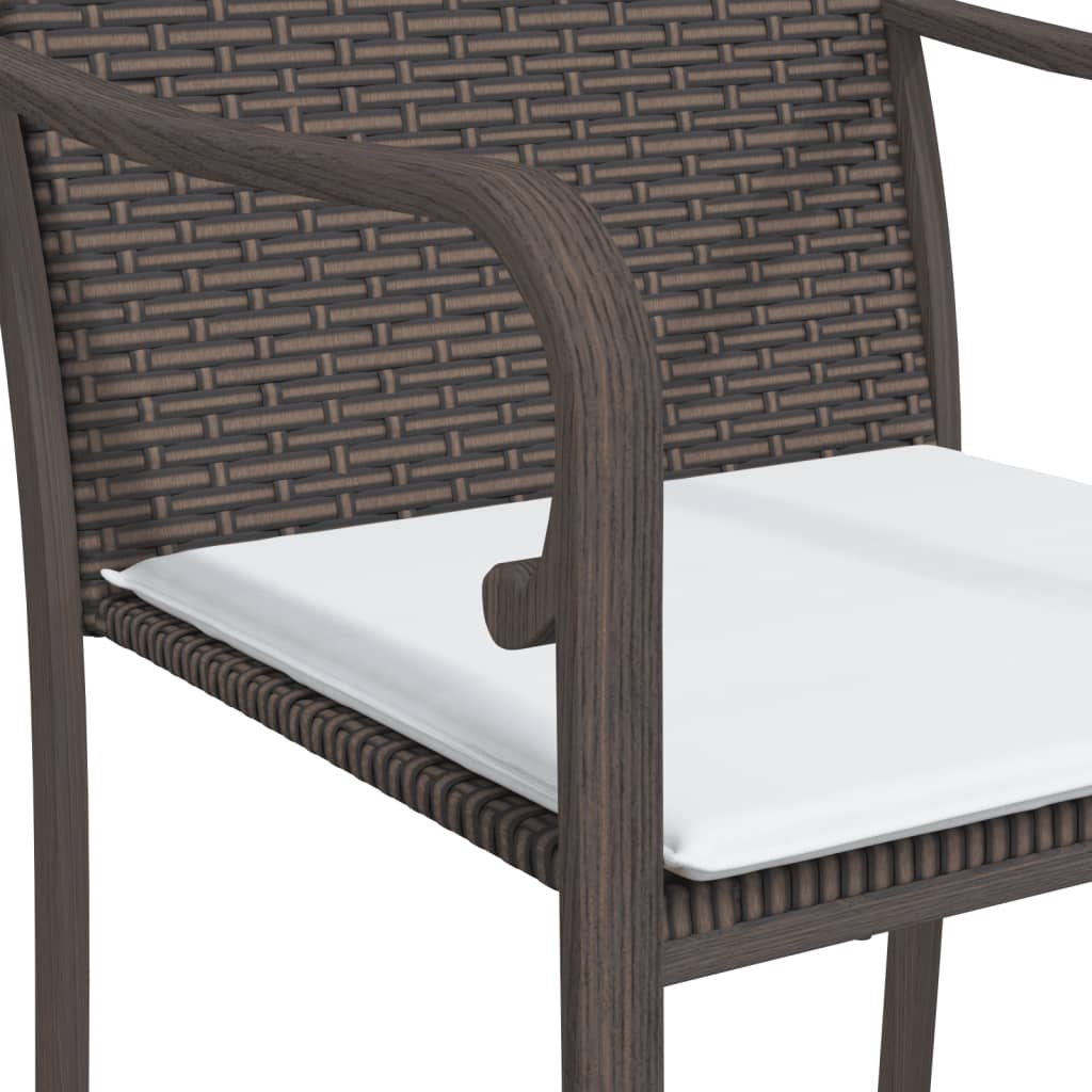 Sedie da Giardino con Cuscini 2pz Marroni 56x59x84cm Polyrattan