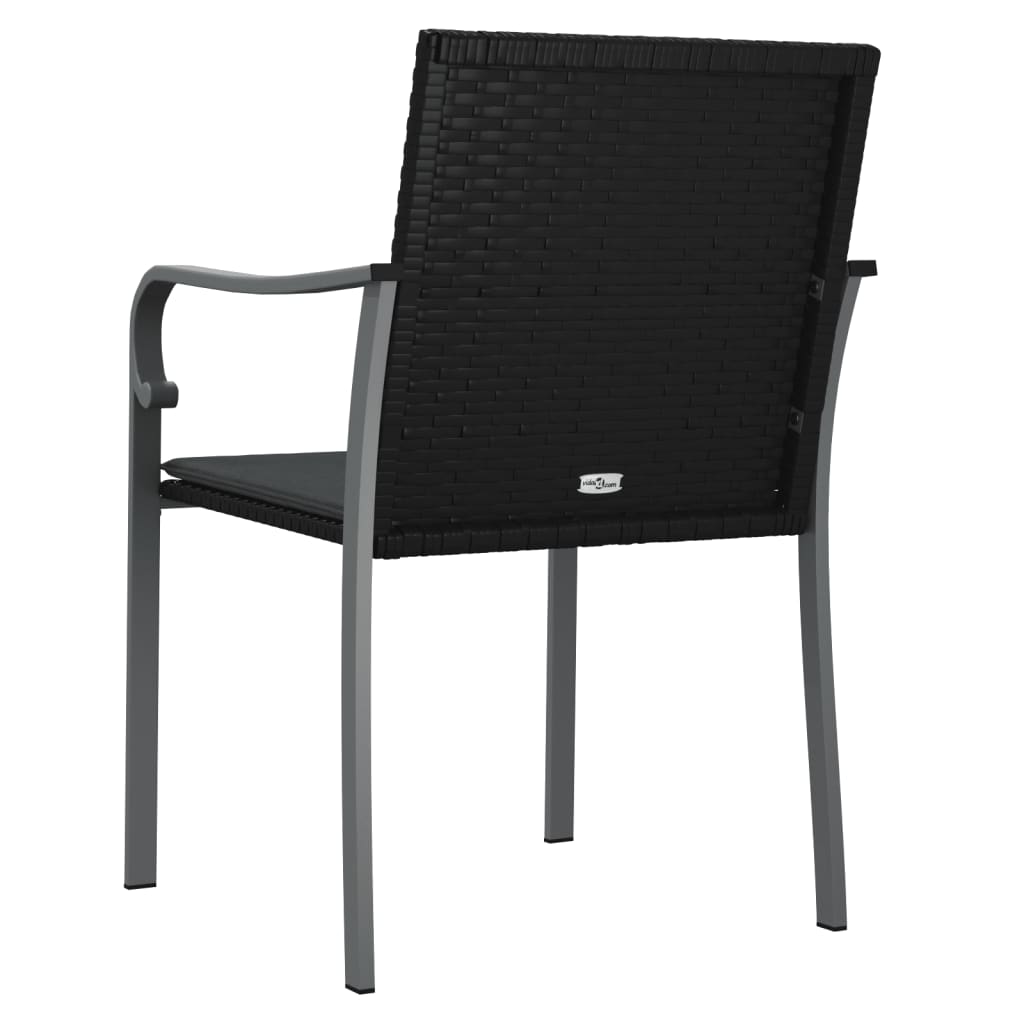 Sedie da Giardino con Cuscini 2pz Neri 56x59x84cm in Polyrattan