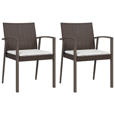 Sedie Giardino con Cuscini 2pz Marroni 5,56x57x83 cm Polyrattan