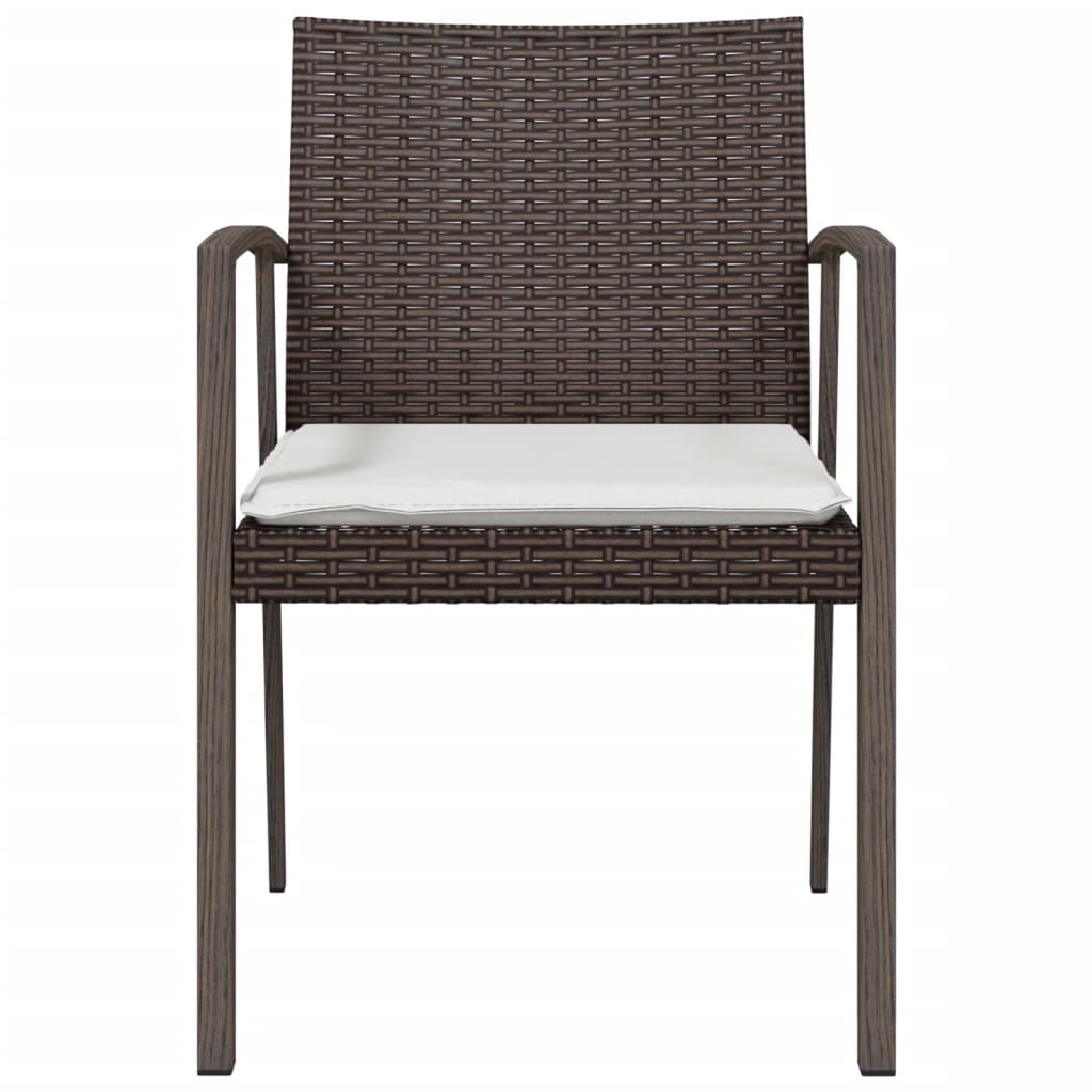 Sedie Giardino con Cuscini 2pz Marroni 5,56x57x83 cm Polyrattan