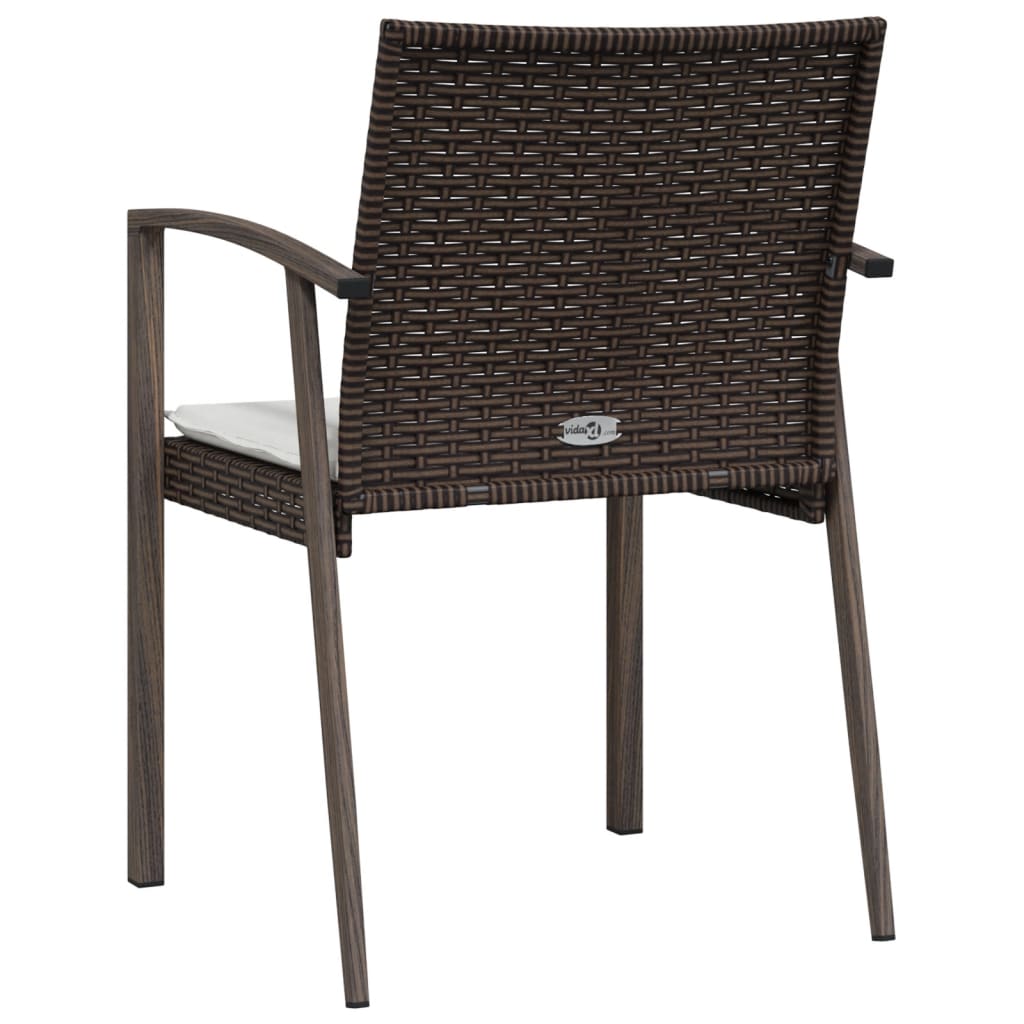 Sedie Giardino con Cuscini 2pz Marroni 5,56x57x83 cm Polyrattan