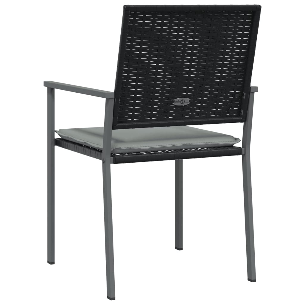 Sedie da Giardino con Cuscini 2pz Nere 54x62,5x89 cm Polyrattan