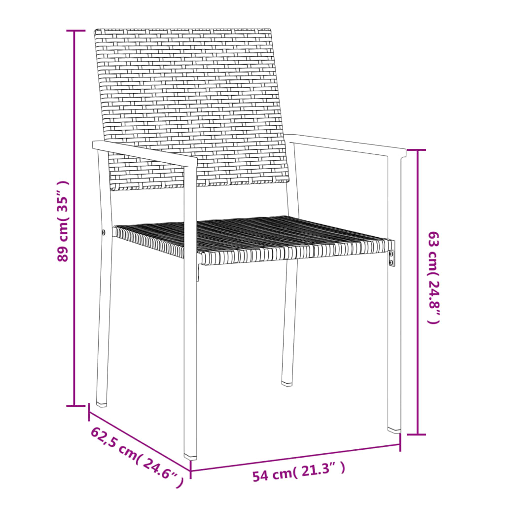 Sedie da Giardino 2 pz Nere 54x62,5x89 cm in Polyrattan