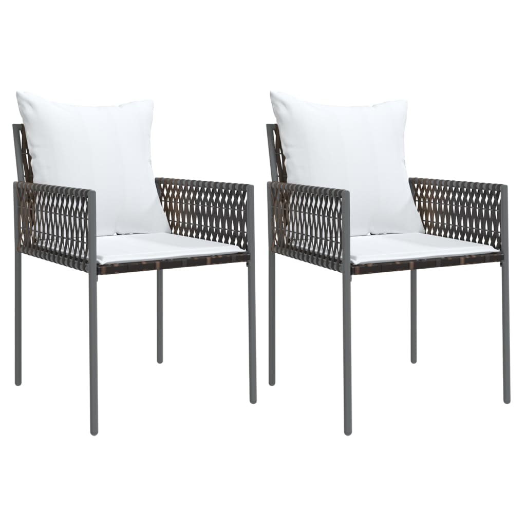 Sedie da Giardino con Cuscini 2pz Marroni 54x61x83cm Polyrattan