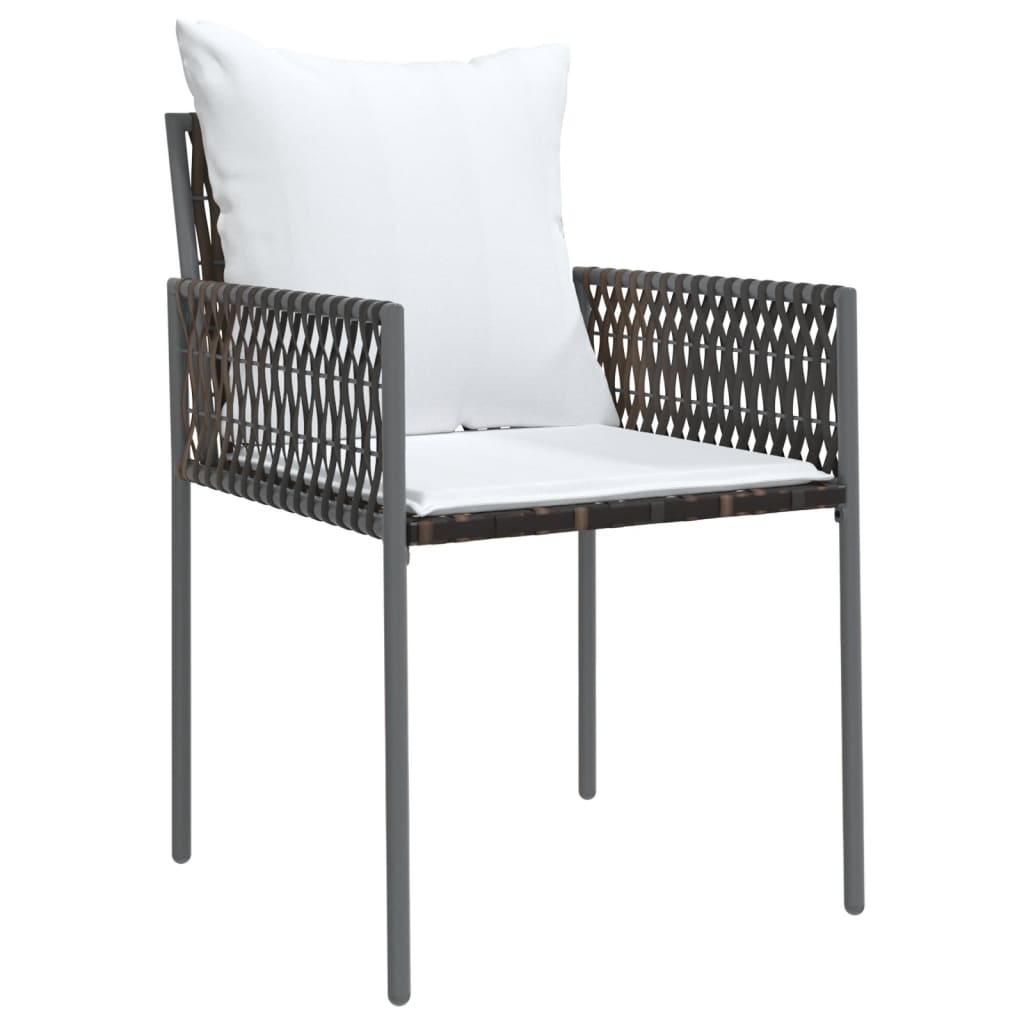 Sedie da Giardino con Cuscini 2pz Marroni 54x61x83cm Polyrattan