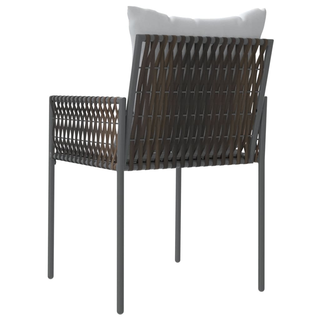 Sedie da Giardino con Cuscini 2pz Marroni 54x61x83cm Polyrattan