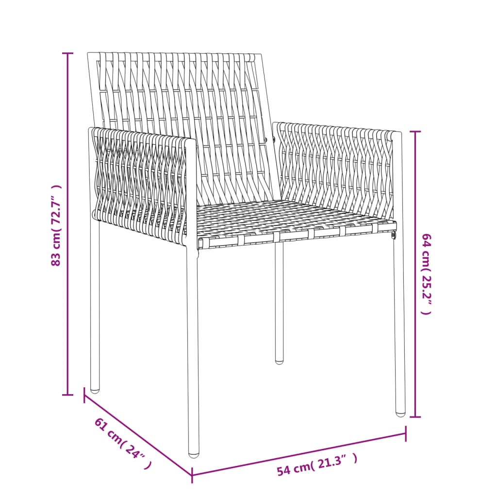 Sedie da Giardino con Cuscini 2pz Marroni 54x61x83cm Polyrattan