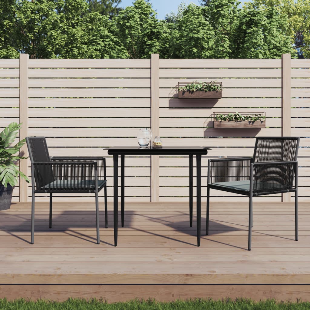 Sedie Giardino con Cuscini 2 pz Nere 54x60,5x83,5 cm Polyrattan