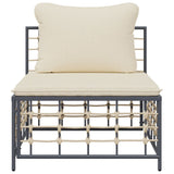 Divano Centrale da Giardino con Cuscini in Polyrattan Beige