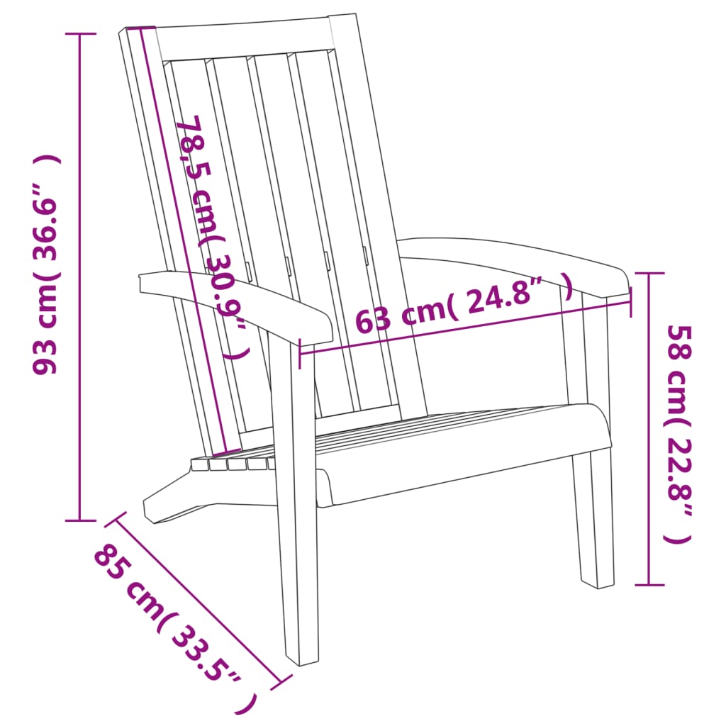 Sedia Adirondack da Giardino in Polipropilene Nero