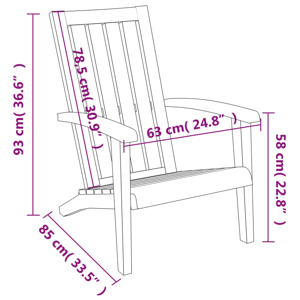 Sedia Adirondack da Giardino in Polipropilene Marrone Chiaro