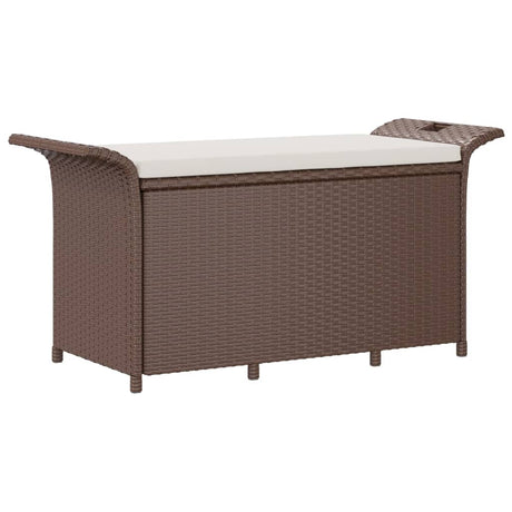 Panca da Giardino con Cuscino Marrone 116x46x57cm in Polyrattan