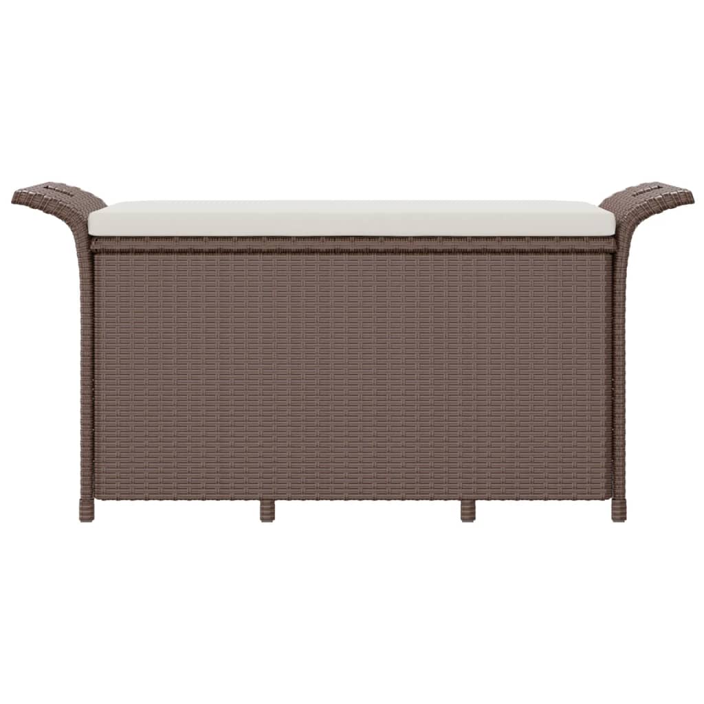 Panca da Giardino con Cuscino Marrone 116x46x57cm in Polyrattan