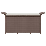 Panca da Giardino con Cuscino Marrone 116x46x57cm in Polyrattan