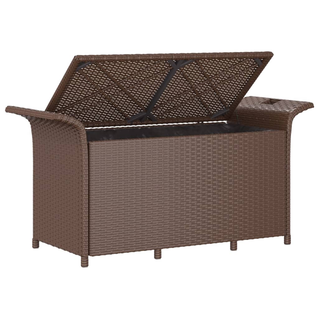 Panca da Giardino con Cuscino Marrone 116x46x57cm in Polyrattan