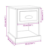 Comodino Bianco 39x39x47,5 cm in Legno Multistrato