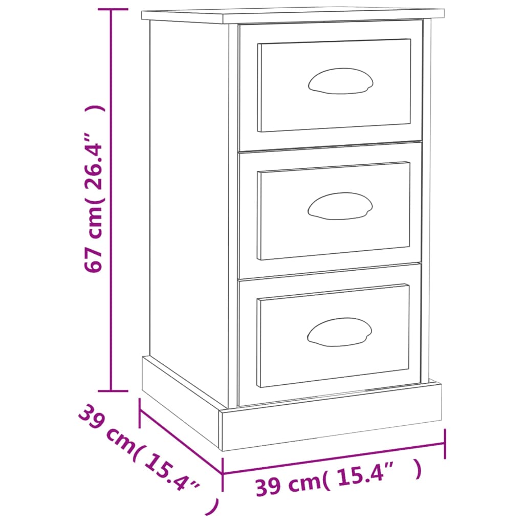 Comodino Grigio Sonoma 39x39x67 cm in Legno Multistrato