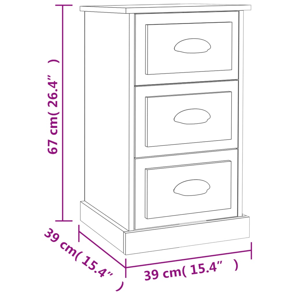 Comodino Rovere Marrone 39x39x67 cm in Legno Multistrato