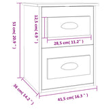 Comodino a Parete Rovere Fumo 41,5x36x53 cm