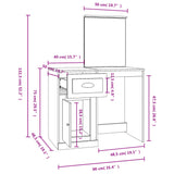 Toeletta con Specchio Bianca 90x50x132,5 cm Legno Multistrato