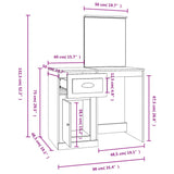 Toeletta Specchio Grigio Cemento 90x50x132,5 Legno Multistrato