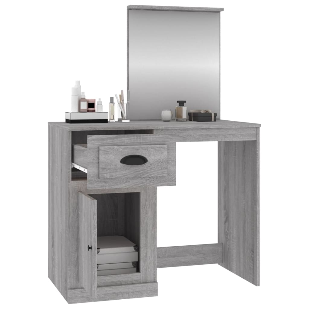 Toeletta Specchio Grigio Sonoma 90x50x132,5cm Legno Multistrato