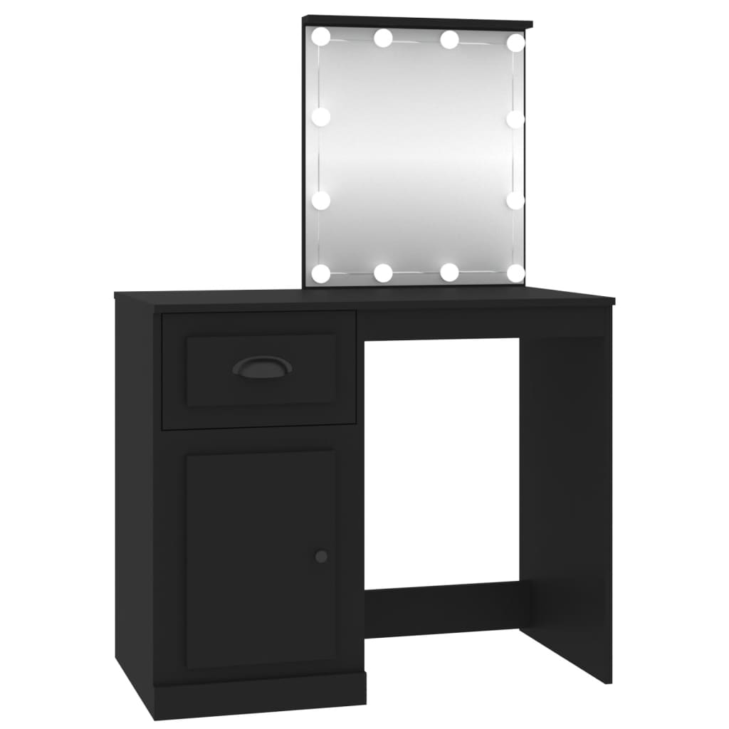 Toeletta con LED Nera 90x50x132,5 cm Legno Multistrato