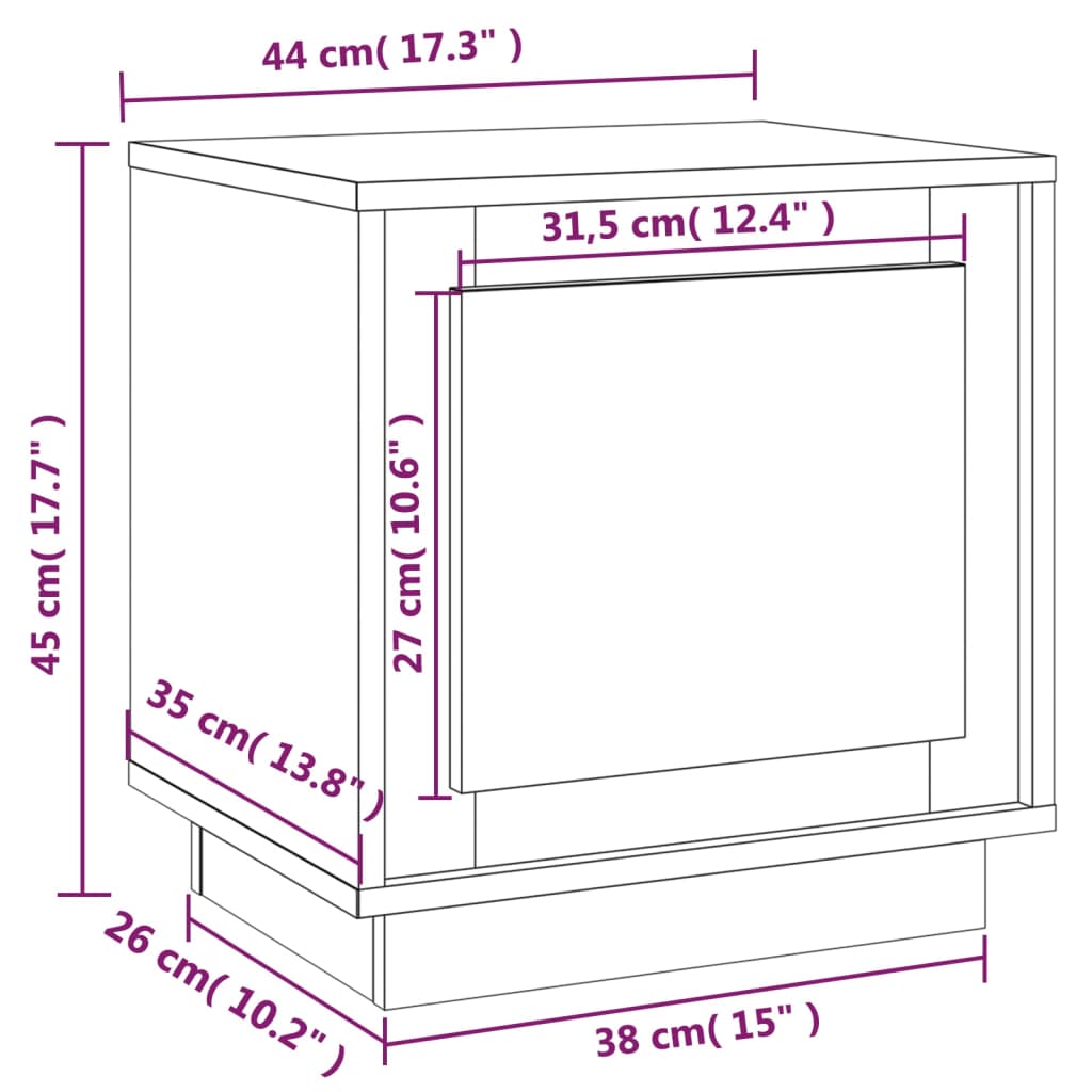 Comodino Nero 44x35x45 cm in Legno Multistrato