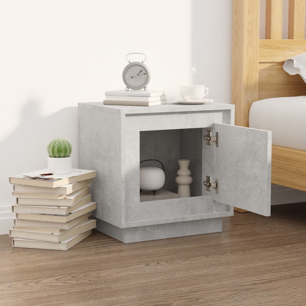 Comodino Grigio Cemento 44x35x45 cm in Legno Multistrato