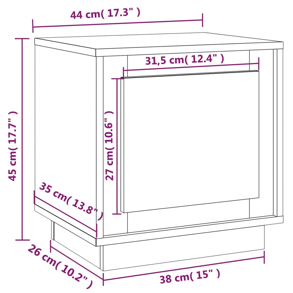 Comodino Grigio Cemento 44x35x45 cm in Legno Multistrato