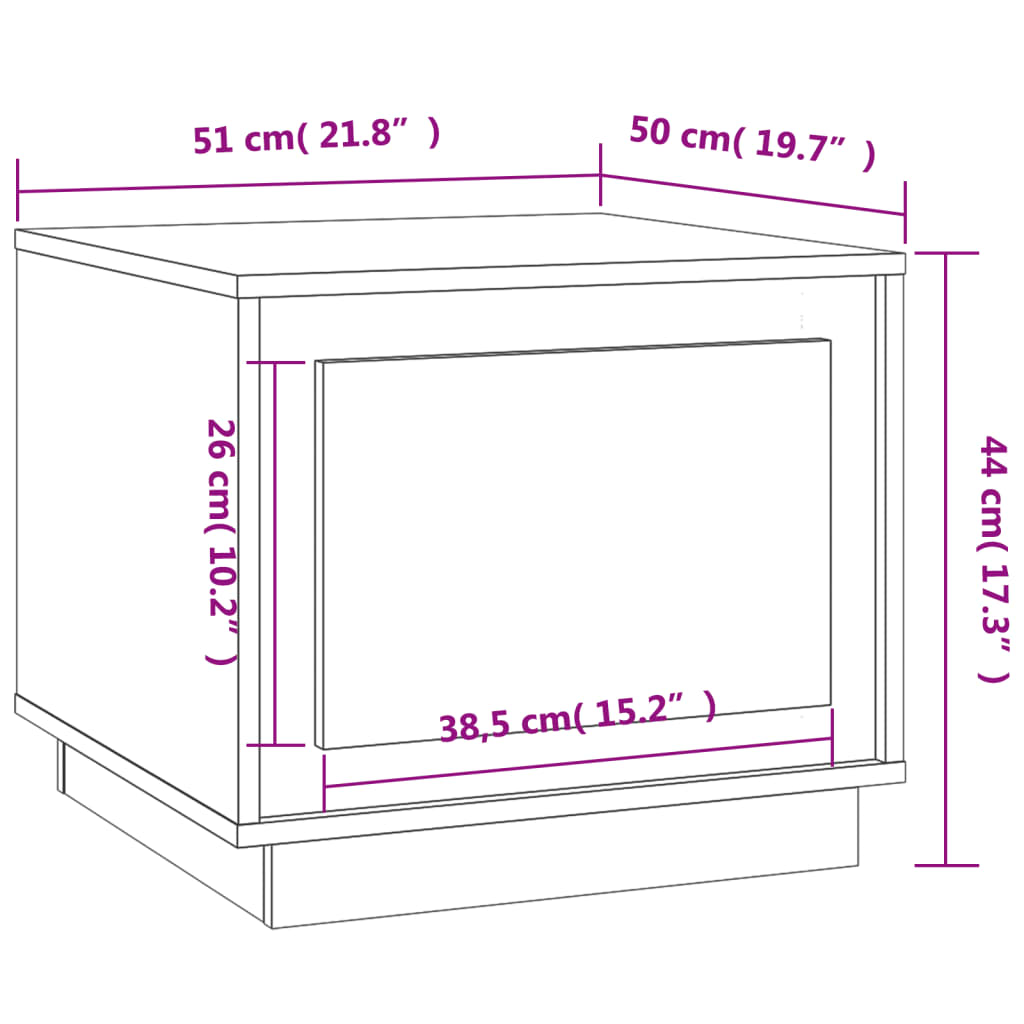 Tavolino da Salotto Bianco 51x50x44 cm in Legno Multistrato