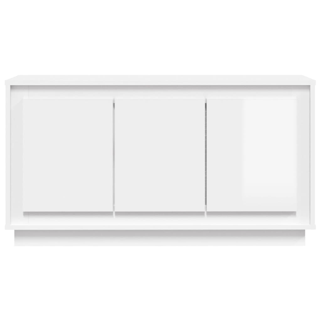 Credenza Bianco Lucido 102x35x55 cm in Legno Multistrato