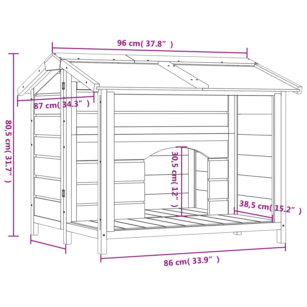 Cuccia per Cani Moka 96x87x80,5 cm in Legno Massello di Pino