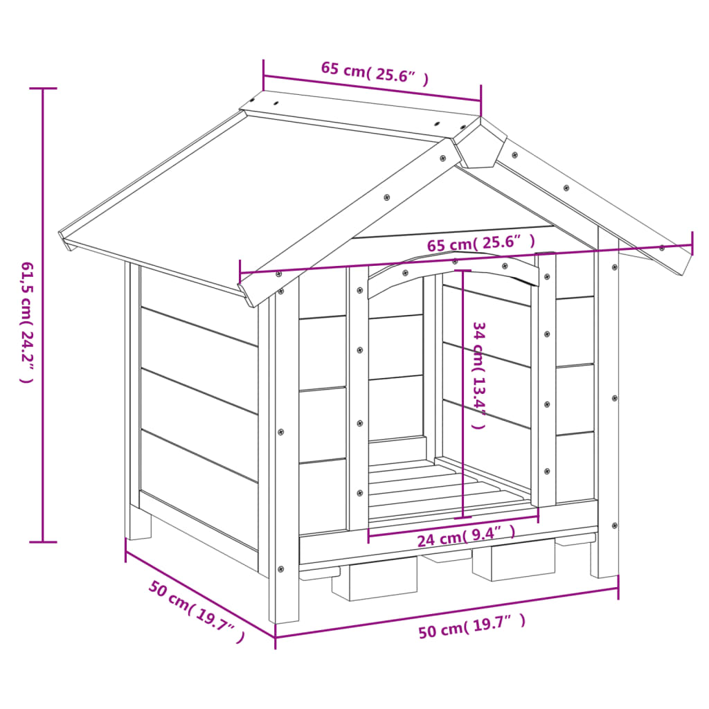 Cuccia per Cani Moka 65x65x61,5 cm in Legno Massello di Pino