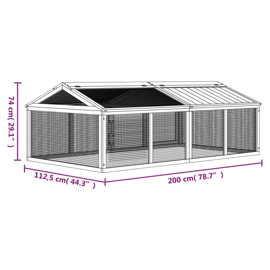 Box per Animali Marrone 200x112,5x74 cm Legno Massello di Pino