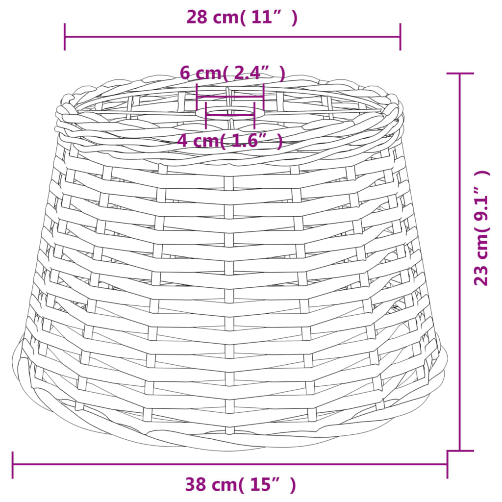 Paralume da Soffitto Bianco Ø38x23 cm in Vimini