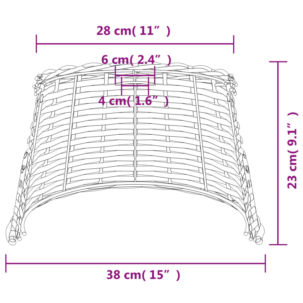 Paralume da Soffitto Bianco Ø38x23 cm in Vimini