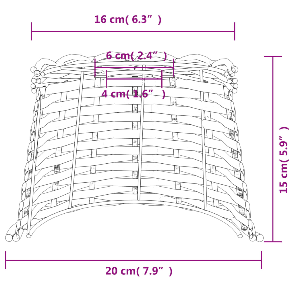 Paralume da Soffitto Marrone Ø20x15 cm in Vimini