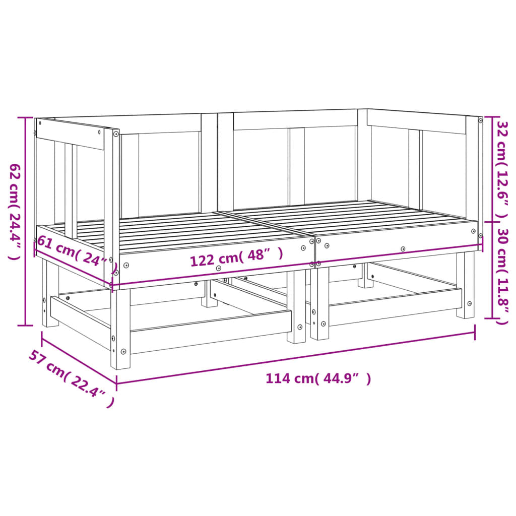 Divani da Giardino Angolari 2 pz in Legno Massello di Douglas