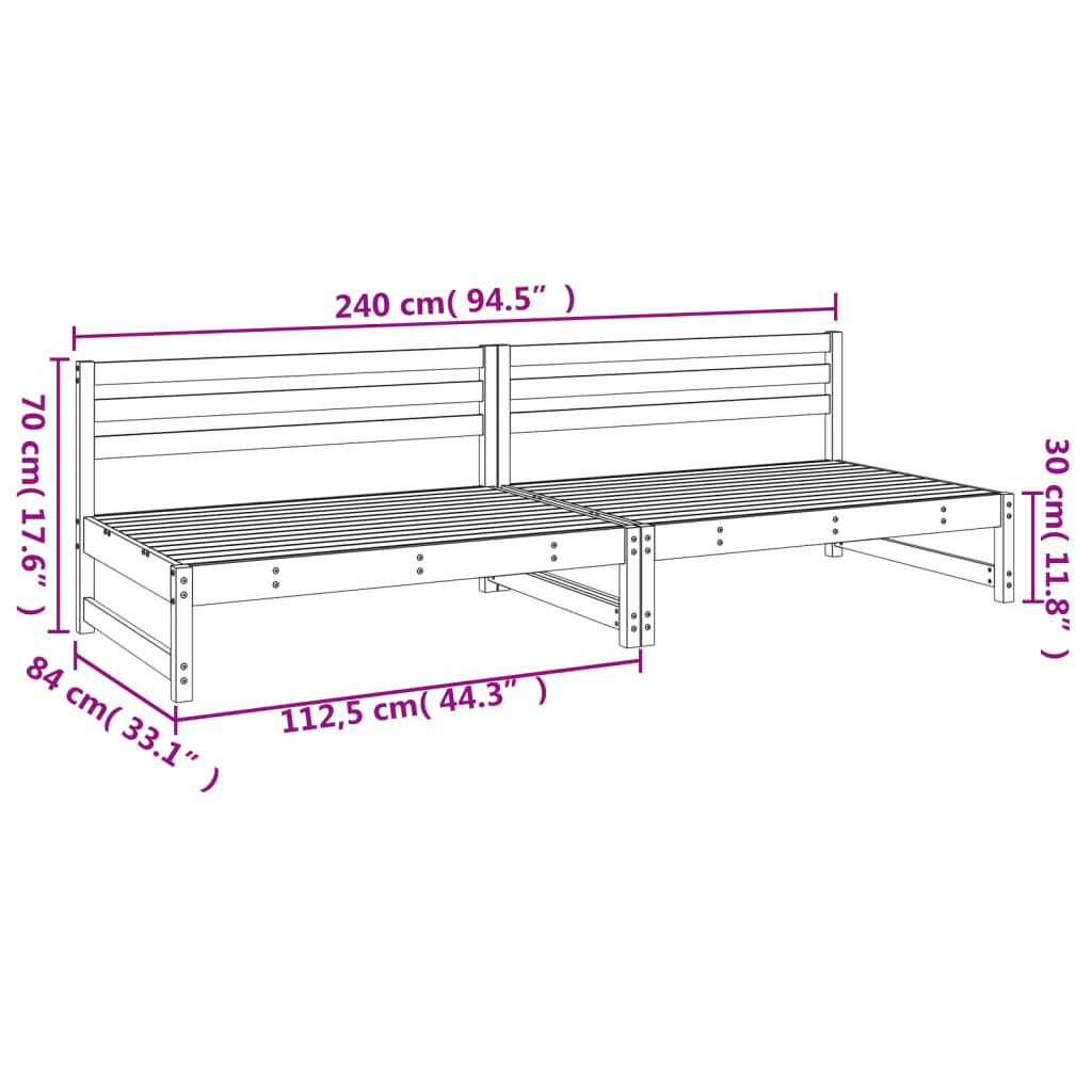 Divani Centrali Giardino 2pz Grigi 120x80cm Massello Pino