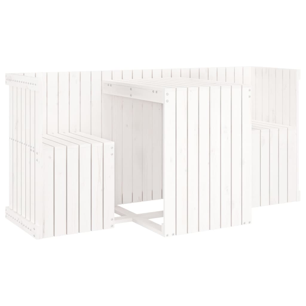 Set da Balcone a 2 Posti Bianco in Legno Massello di Pino