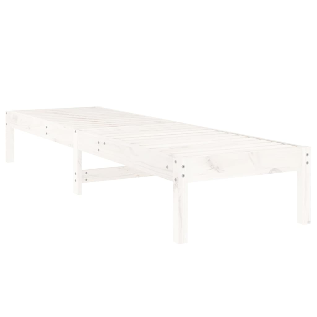 Lettino Prendisole Bianco 199,5x60x74 cm Legno Massello di Pino