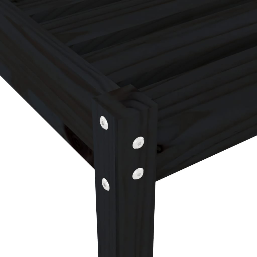 Lettino Prendisole Nero 199,5x60x74 cm Legno Massello di Pino