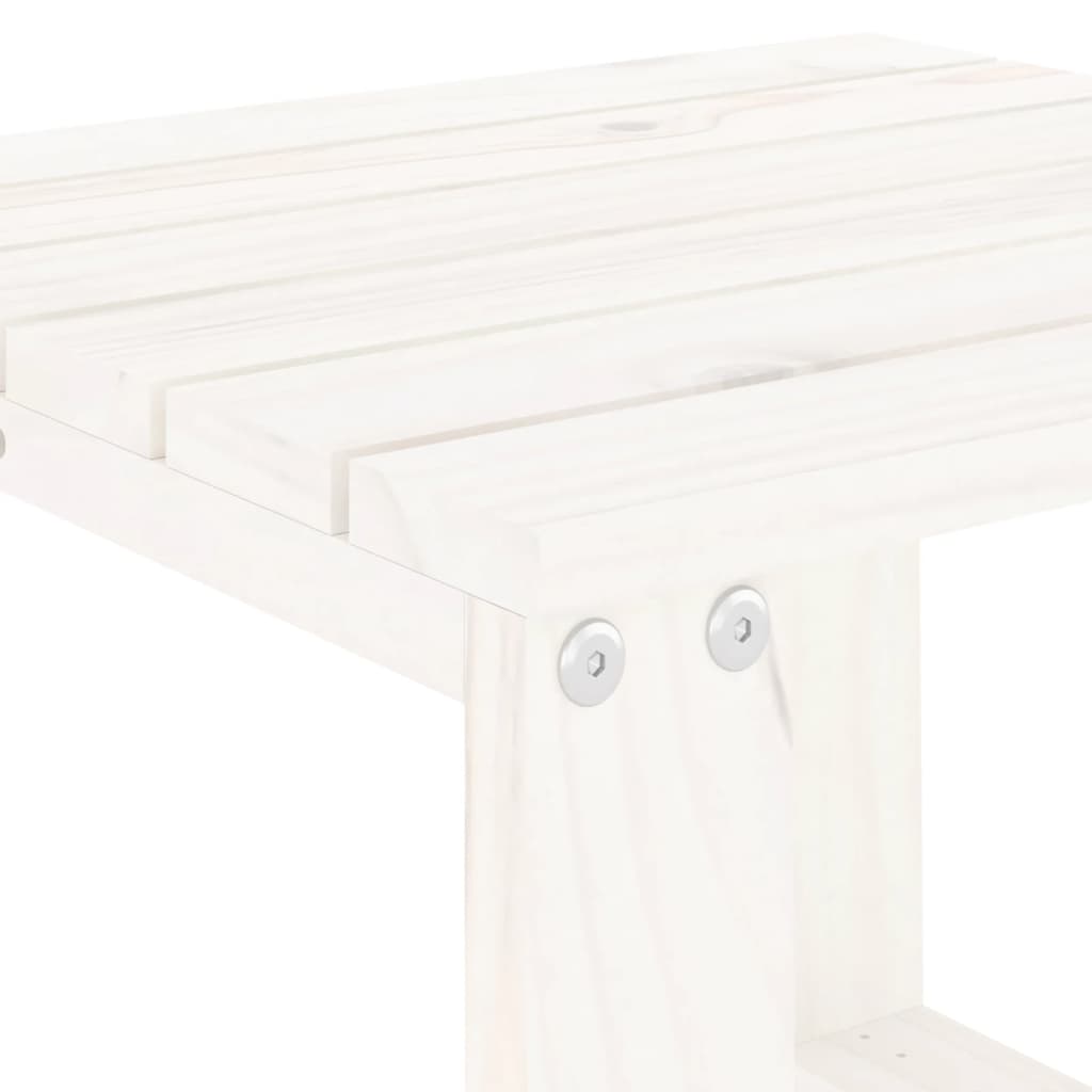 Tavolino da Giardino Bianco 40x38x28,5 cm Legno Massello Pino