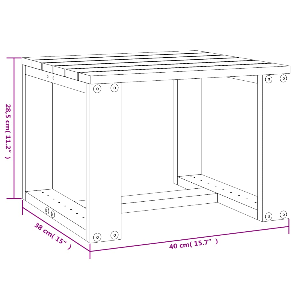 Tavolino da Giardino Grigio 40x38x28,5 cm Legno Massello Pino