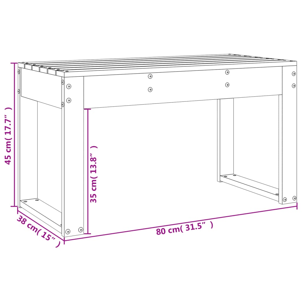 Panca da Giardino 80x38x45 cm in Legno Massello di Pino